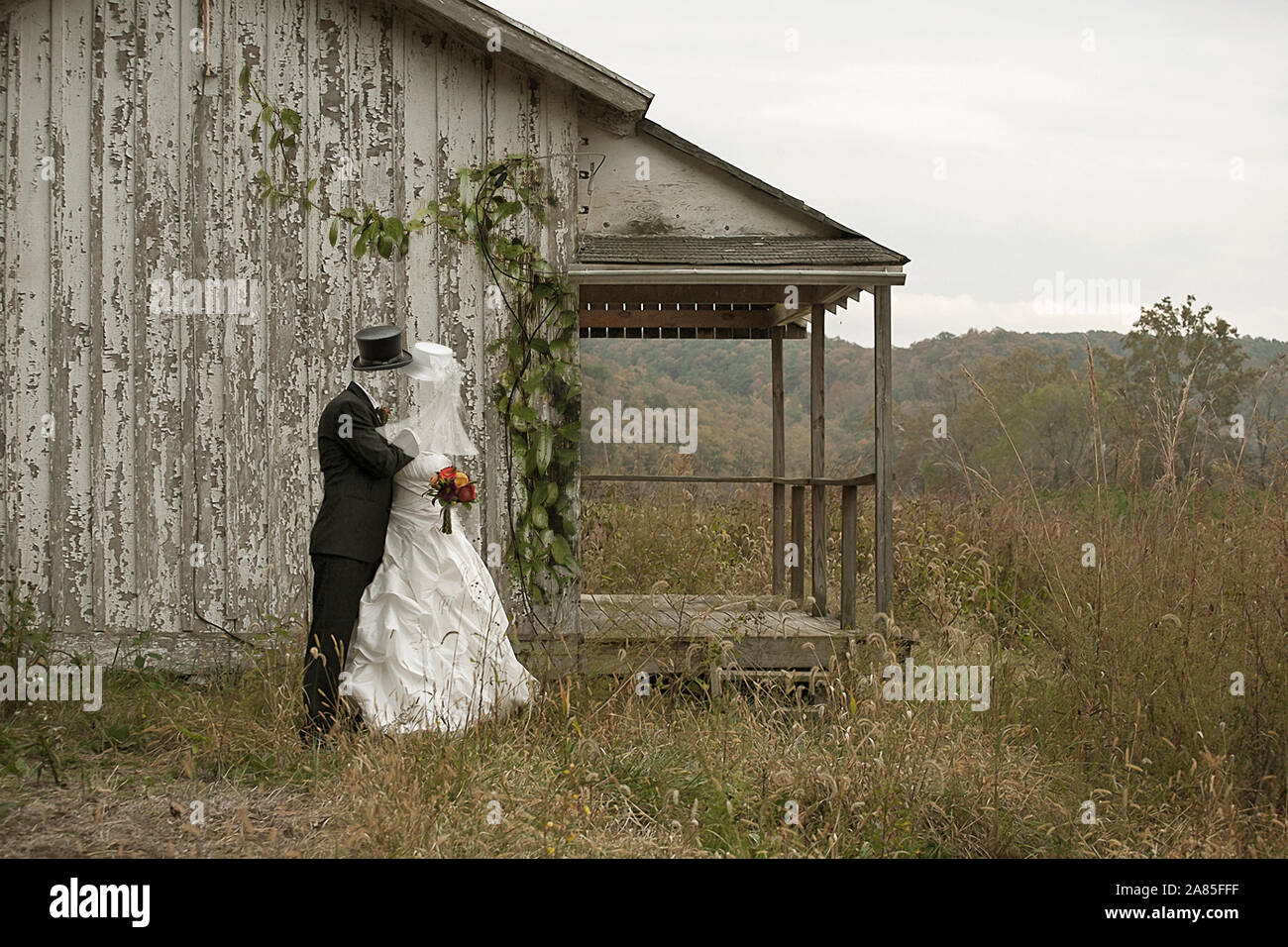 Eine gespenstische Hochzeit auf dem Lande Stockfoto