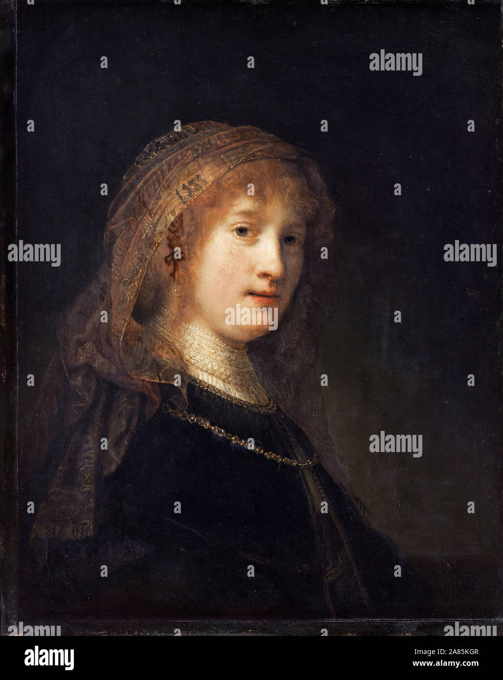 Rembrandt van Rijn, Saskia van Uylenburgh, die Frau des Künstlers, Porträtmalerei, 1634-1635 Stockfoto
