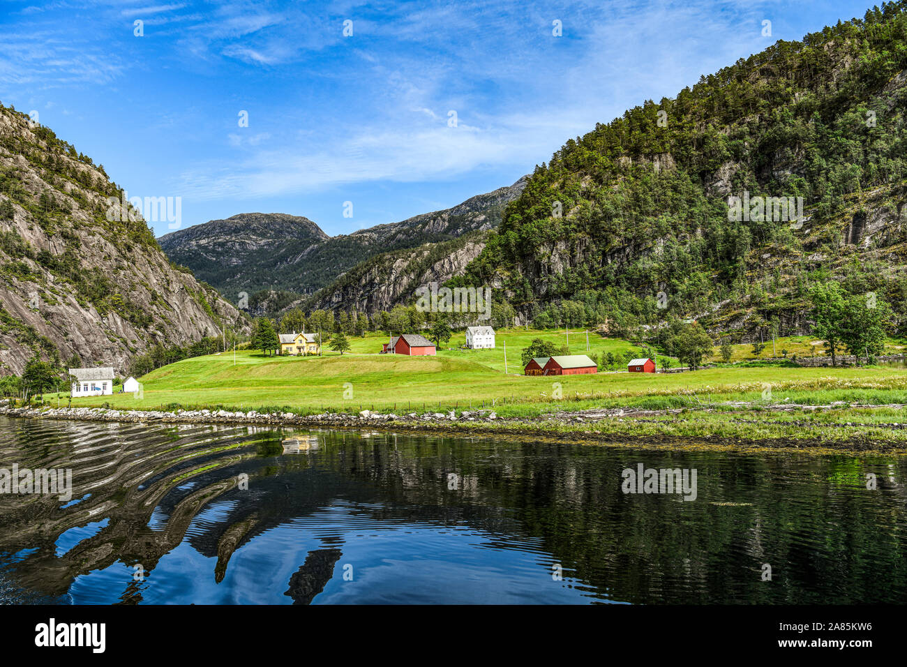 Norwegen. Norvegia. Mostraumen Fjord Stockfoto