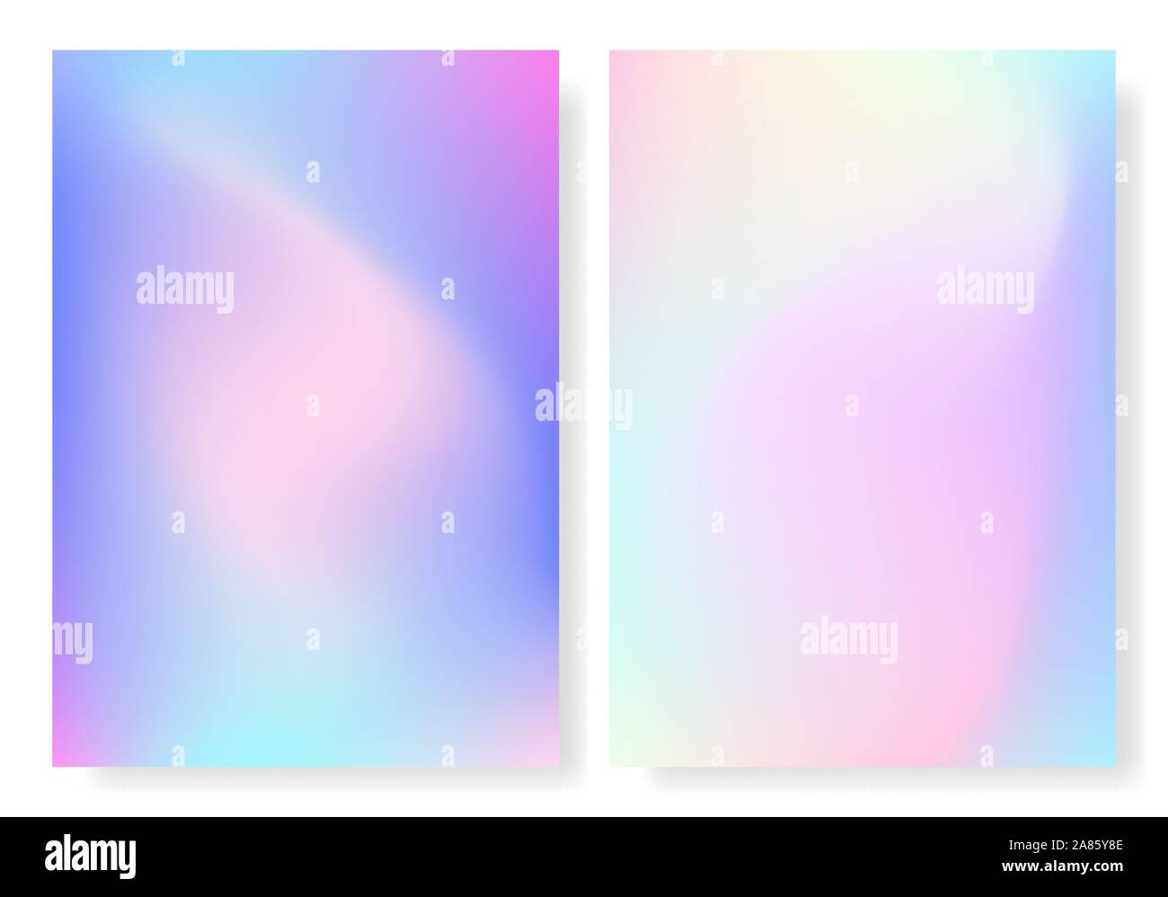 Hologramm. Holographische Satz von Gradient Hintergründe. Rainbow retro Textur. Trendy bunte Vorlage für Poster, Broschüre, Flyer oder Web. Irid Stock Vektor