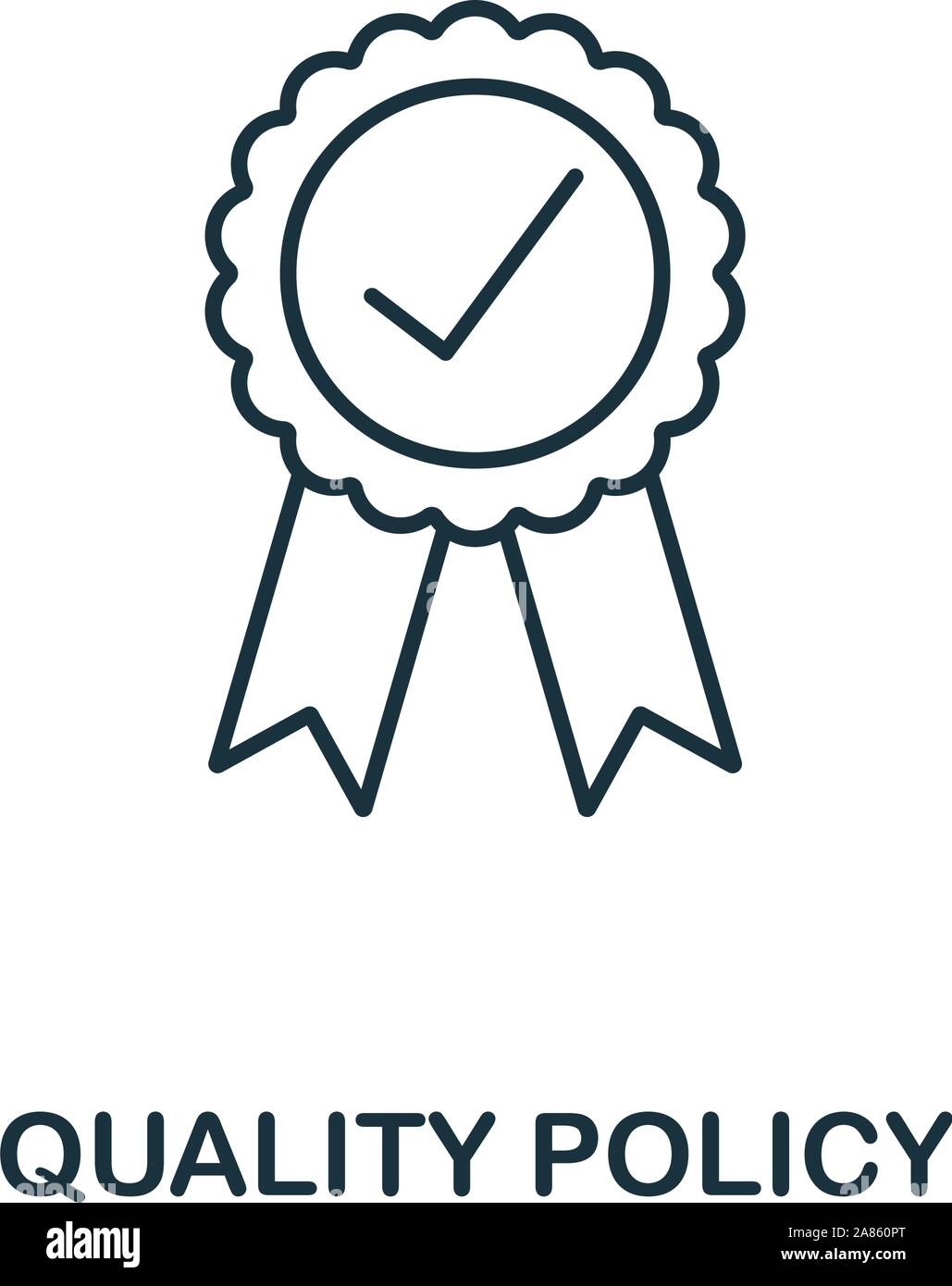 Qualitätspolitik Symbol Umrisse Stil. Dünne Linie kreative Qualitätspolitik Symbol für Logo, Grafik Design und mehr Stock Vektor