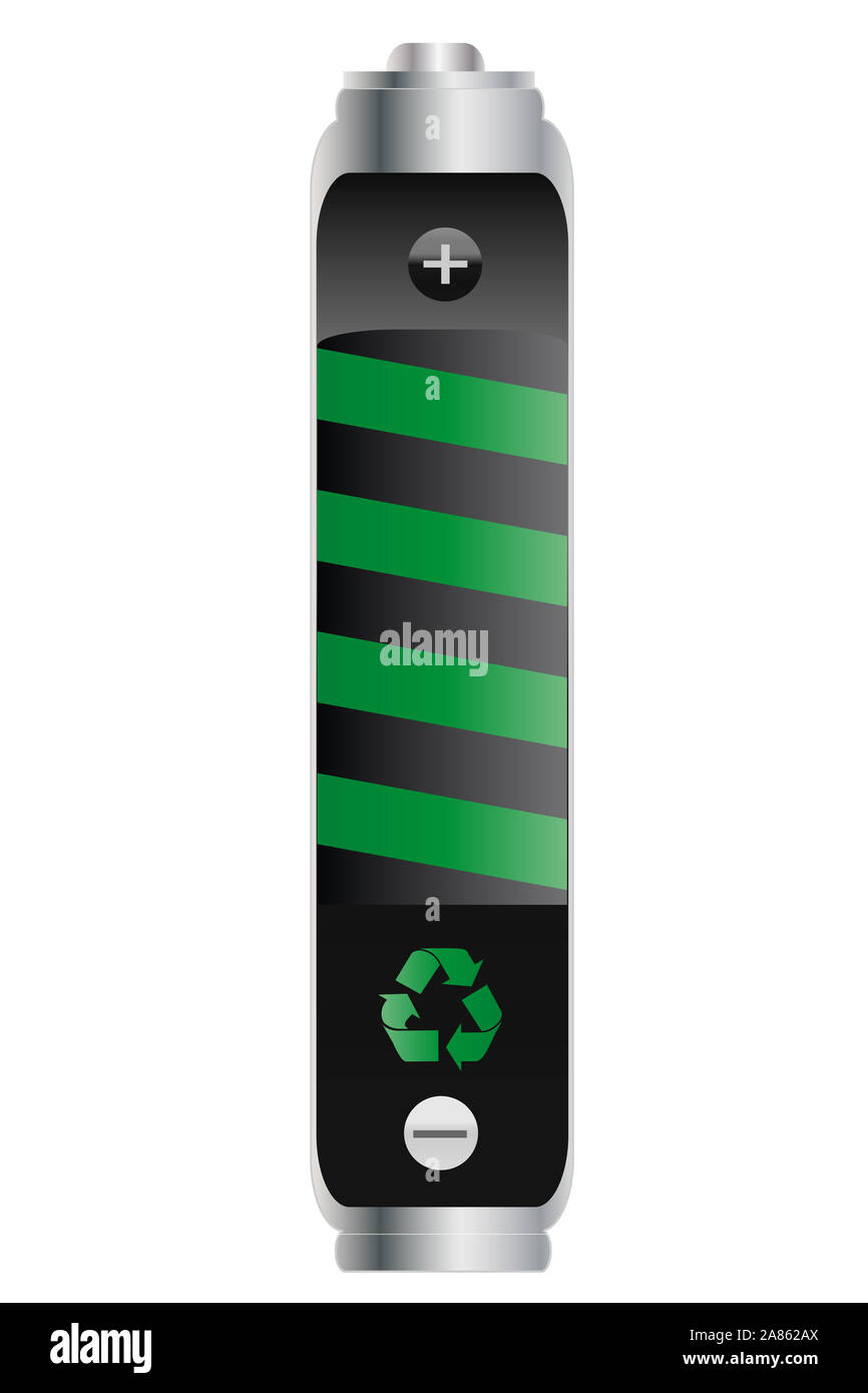 Batterie Batterien isoliert auf weißem Stockfoto