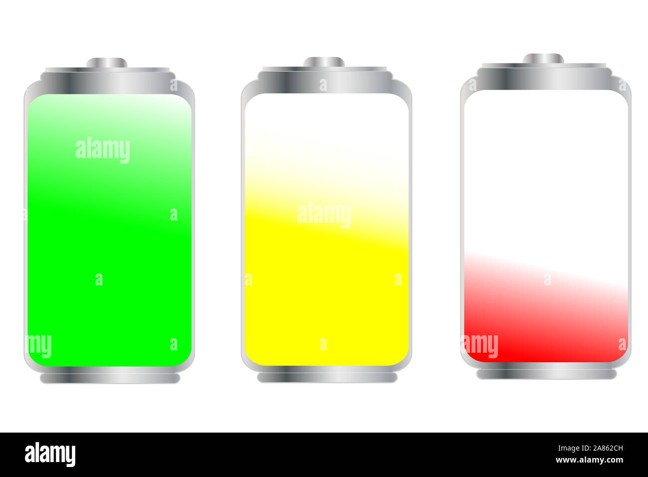 Batterie Batterien isoliert auf weißem Stockfoto