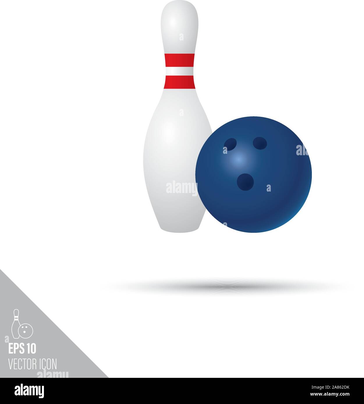 Glatten stil Bowling Pin und ball-Symbol. Ziel Sportgeräte Vector Illustration. Stock Vektor