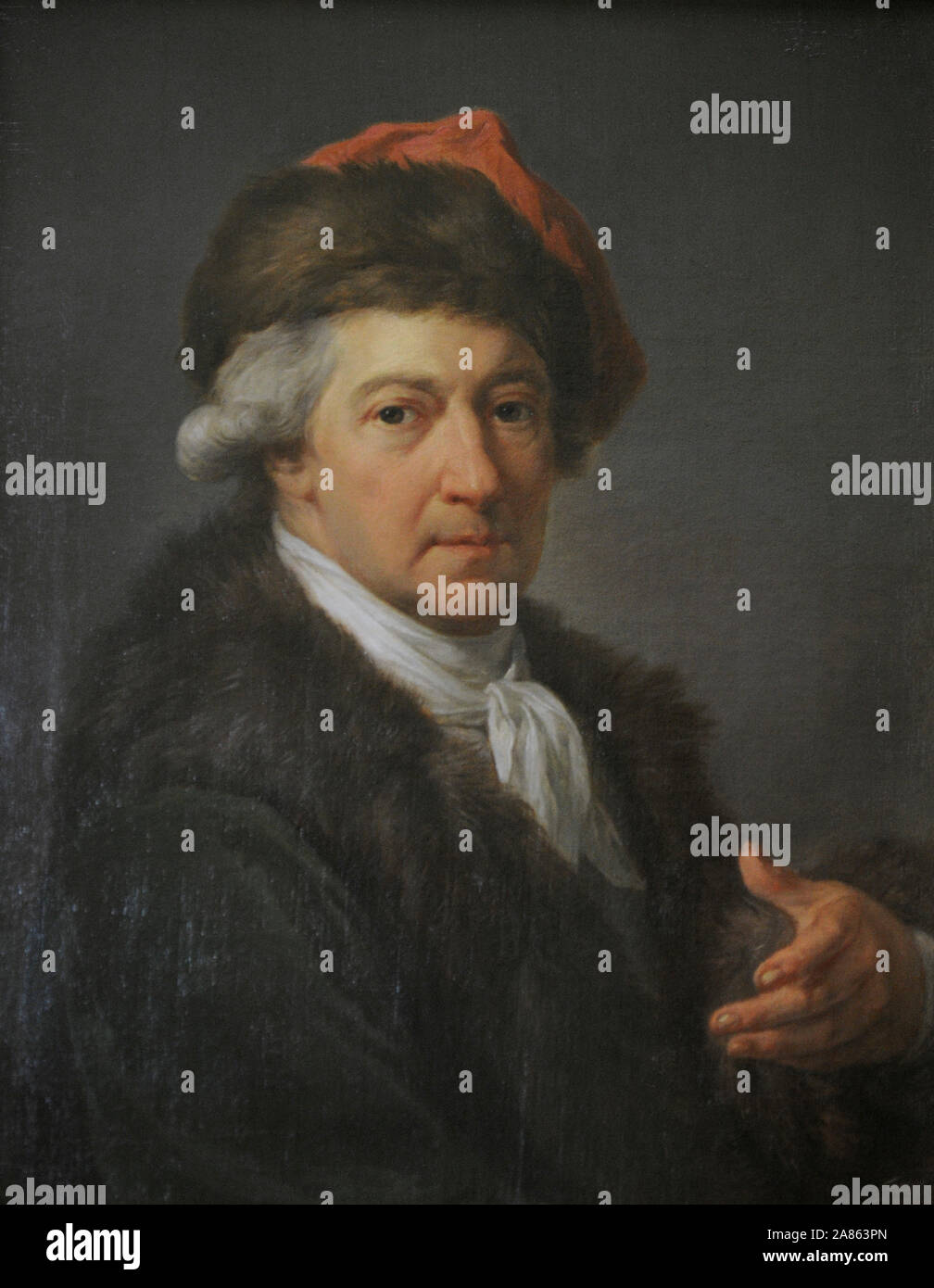 Marcello Bacciarelli (1731-1818). Italienischer Maler. Self-portrait in einem polnischen Nationalen Kostüm, nach 1787. Öl auf Leinwand. Jahrhundert in der polnischen Kunst Galerie (Sukiennice Museum). National Museum Krakau. Polen. Stockfoto