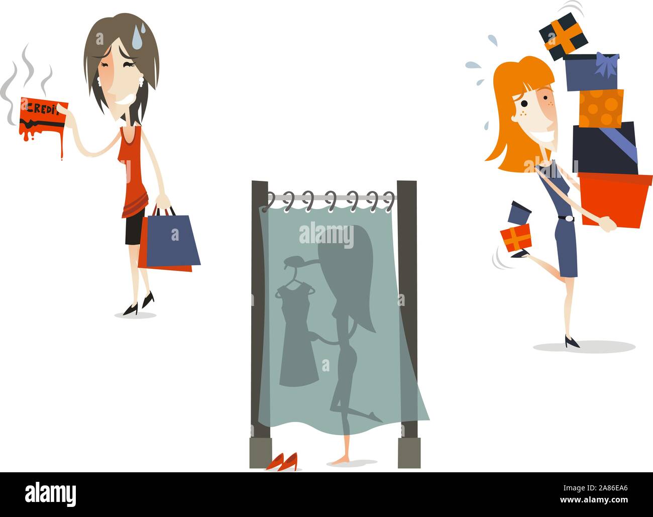 Cartoon Frauen shopping Stock Vektor