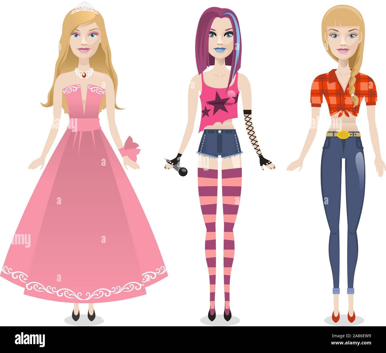 Cartoon Fashion Dolls Stock Vektor