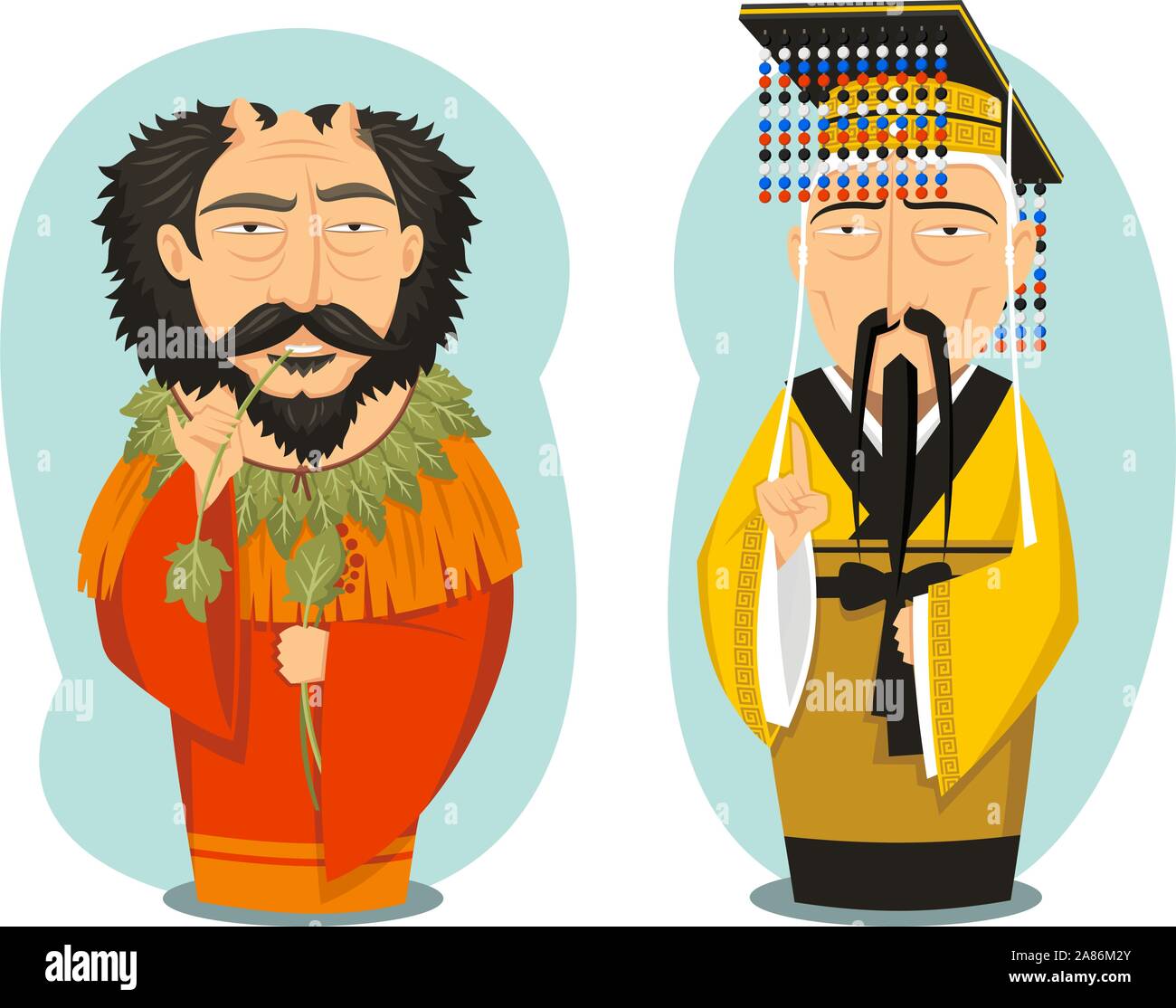 Gelbe Kaiser und Yandi chinesischen Kaisern, Vector Illustration Cartoon. Stock Vektor