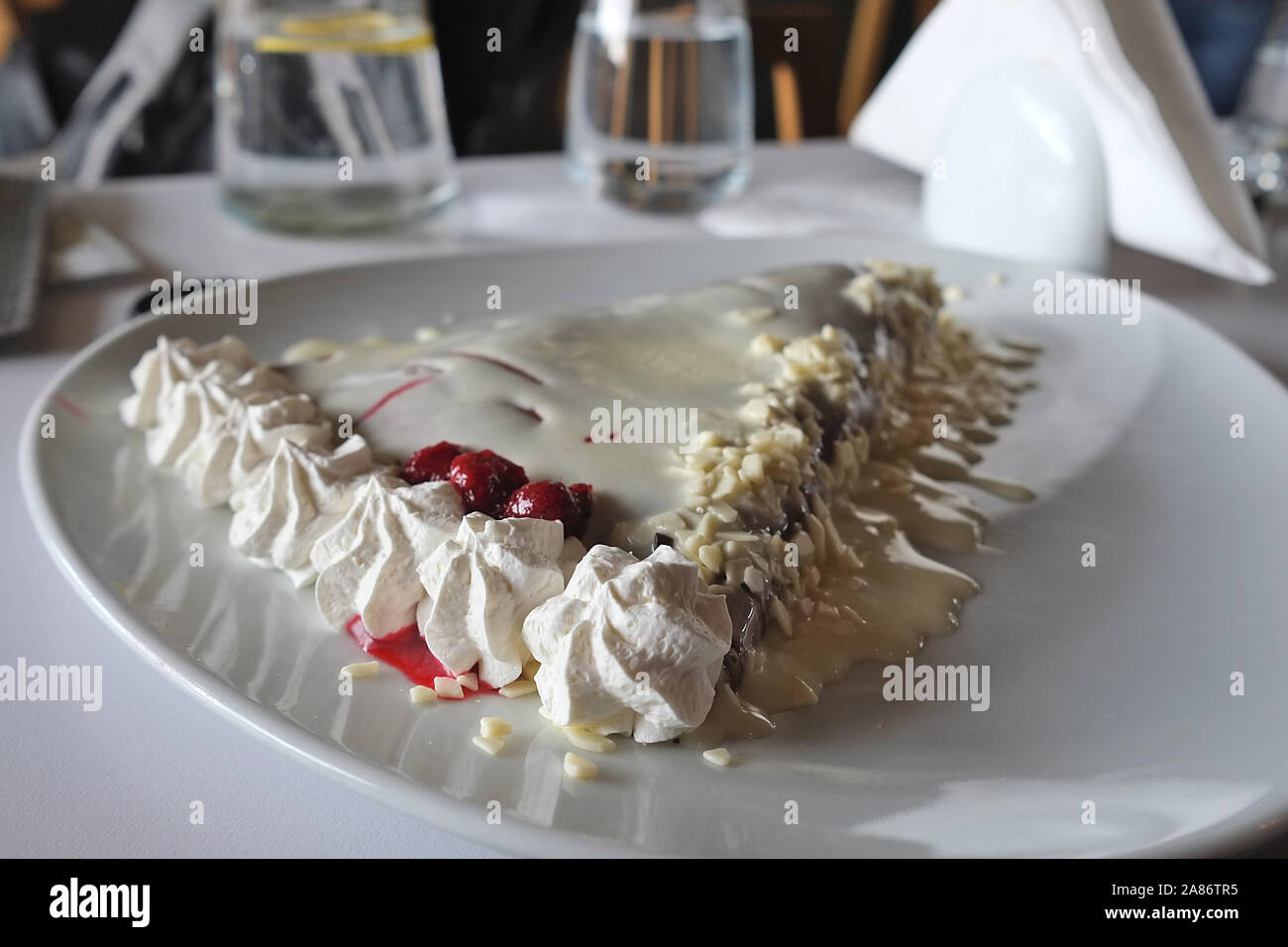 Käsekuchen Pfannkuchen, sehr lecker, wie es aussieht, Süße Stockfoto