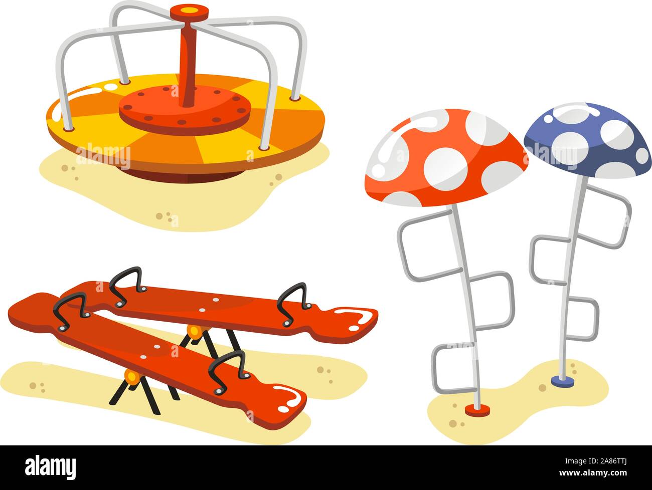 Park Spielgeräte für Kinder, Stationen, mit Wippe, Abwechslung,  Merry-Go-Round und Aufstieg Spiel Vector Illustration Stock-Vektorgrafik -  Alamy