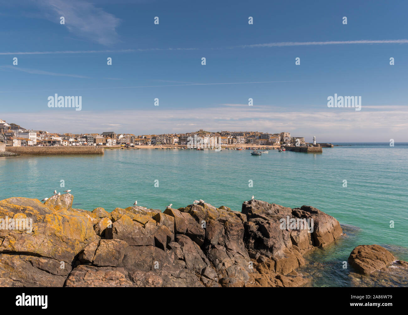 Sommer im beliebten Badeort St. Ives, Cornwall. Stockfoto