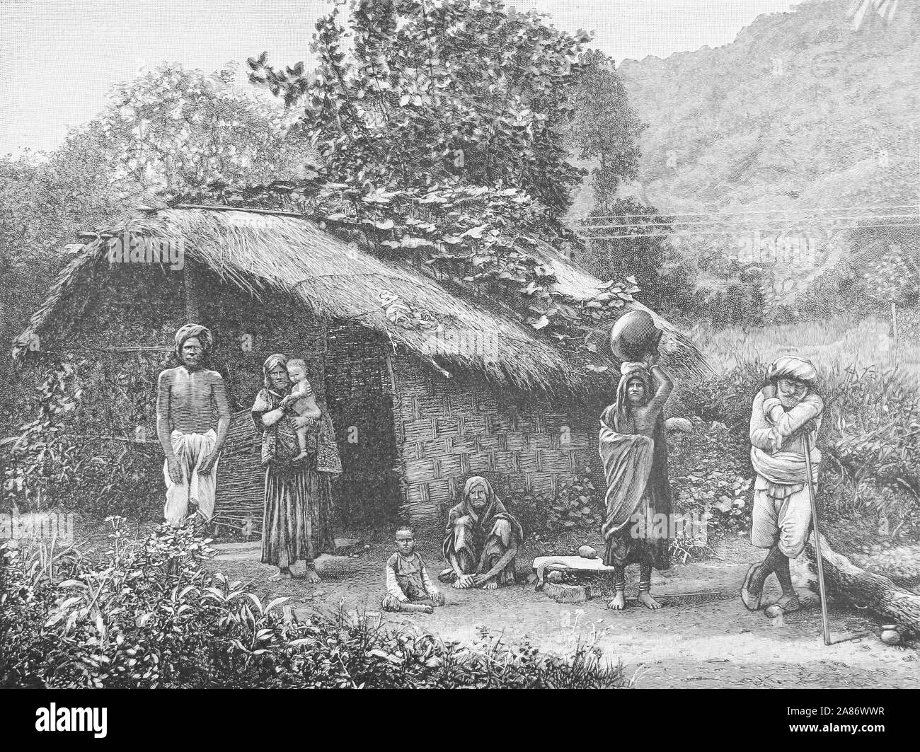 Die Ureinwohner der unteren Kasten in Indien. Gravur des 19. Jahrhunderts. Stockfoto