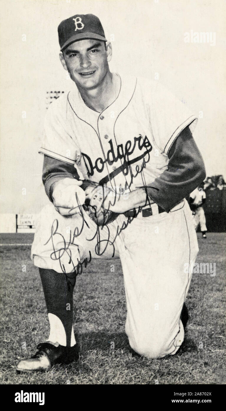 Vintage schwarz und weiß Erinnerungsfoto von Major League Baseball player Don Bessent mit den Brooklyn dodgers ca. 1950 s Stockfoto