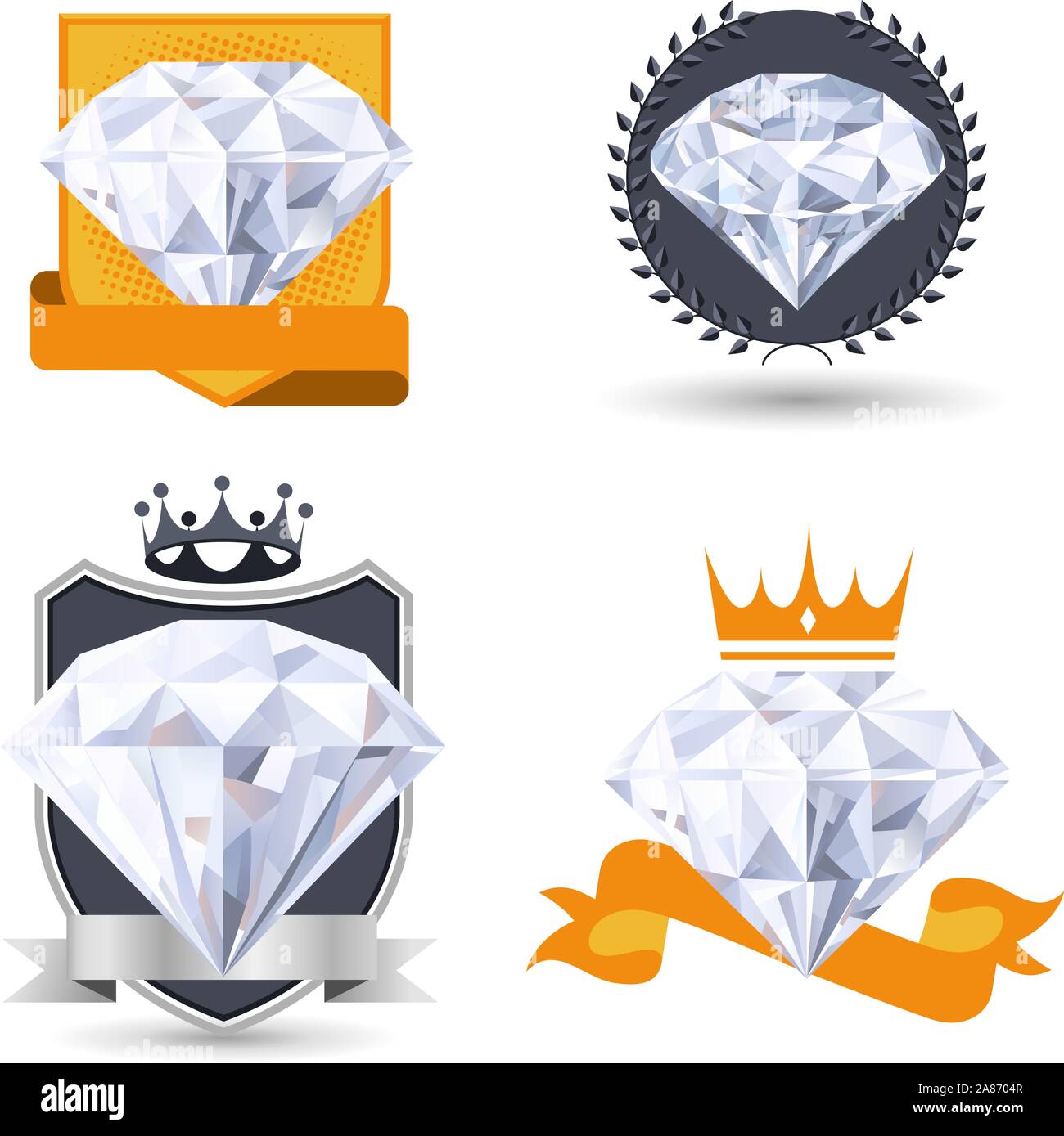 Diamond Emblem Set Vector Illustration. Stock Vektor