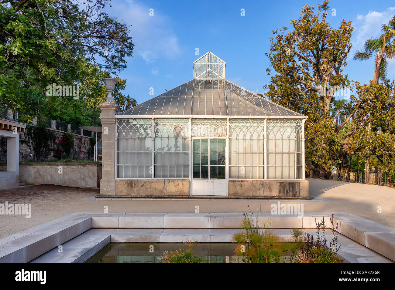 Antike Gewächshaus im Botanischen Garten der Universität von Coimbra Stockfoto