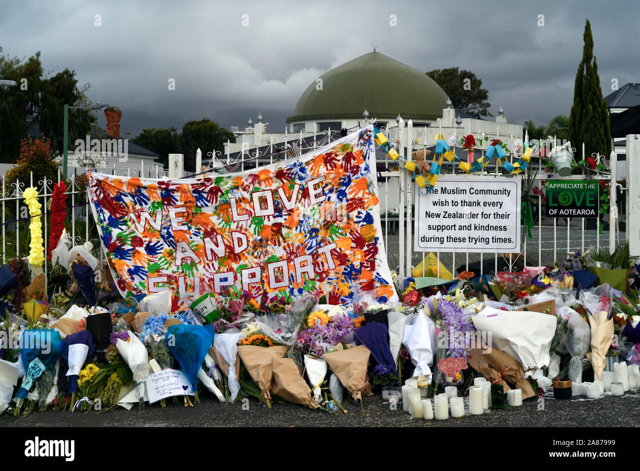 Ponsonby, Auckland 2019. Nachrichten für die Unterstützung der muslimischen Gemeinschaft nach White supremacist Terroranschläge in Christchurch Stockfoto