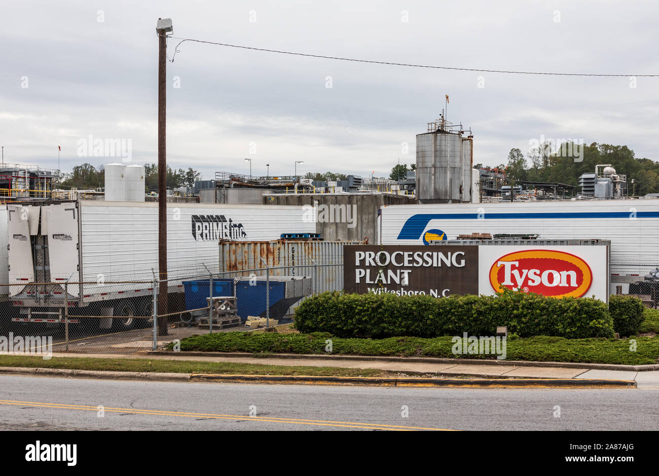 WILKESBORO, NC, USA-19 Oct 2019: Tyson Foods, Inc., ein Geflügel und Geflügelerzeugnissen Anlage. Stockfoto