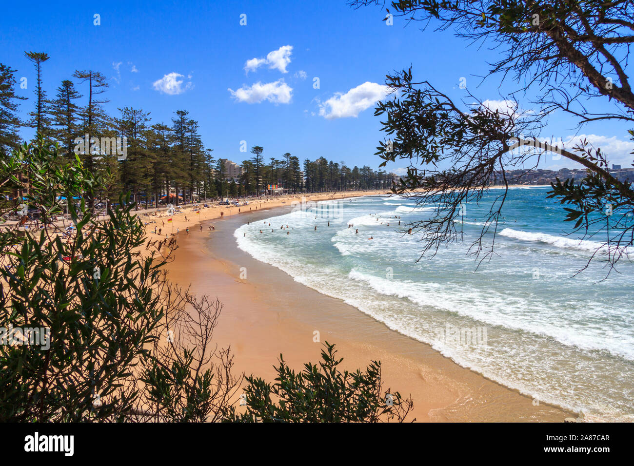 Anzeigen von Manly Beach, Sydney, Australien Stockfoto