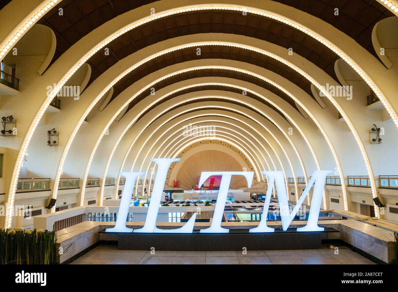 Die iltm Zeichen an der zweiten Ausgabe der ILTM China in Shanghai für den Luxury Travel Market. Stockfoto