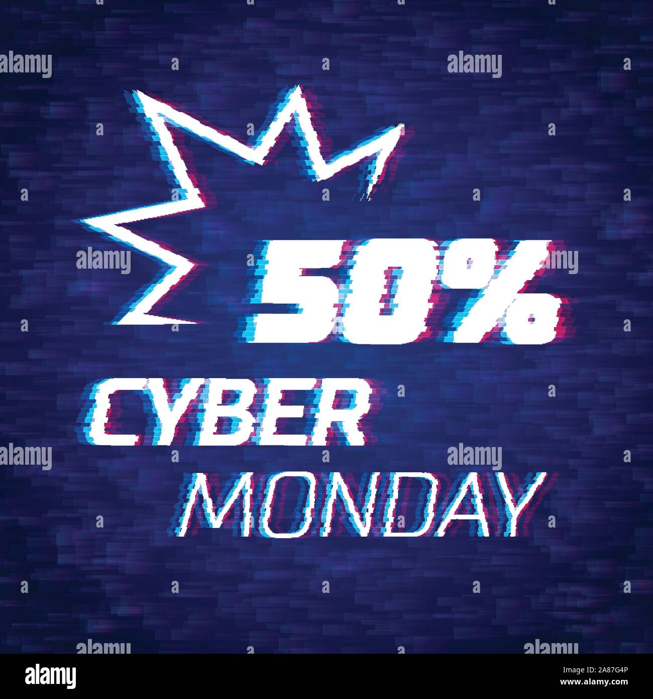 Cyber Monday verkauf Rabatt Poster oder Banner mit glitch Stock Vektor