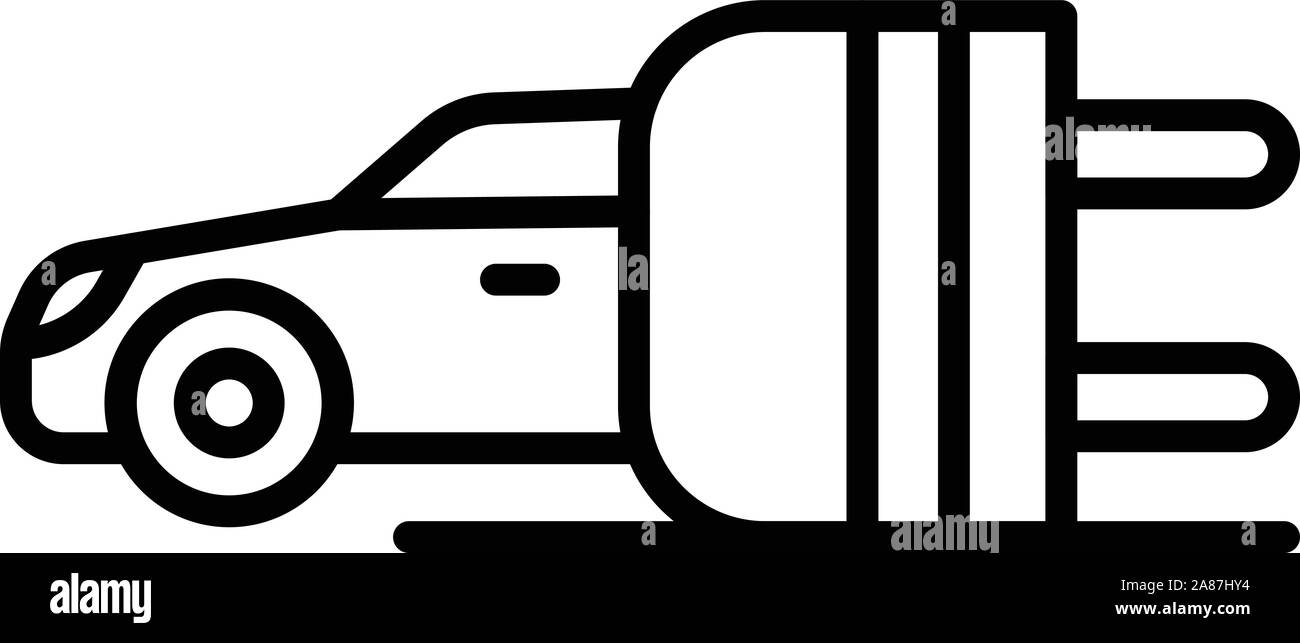 Elektroauto aus einem Symbol, outline Style Stock Vektor