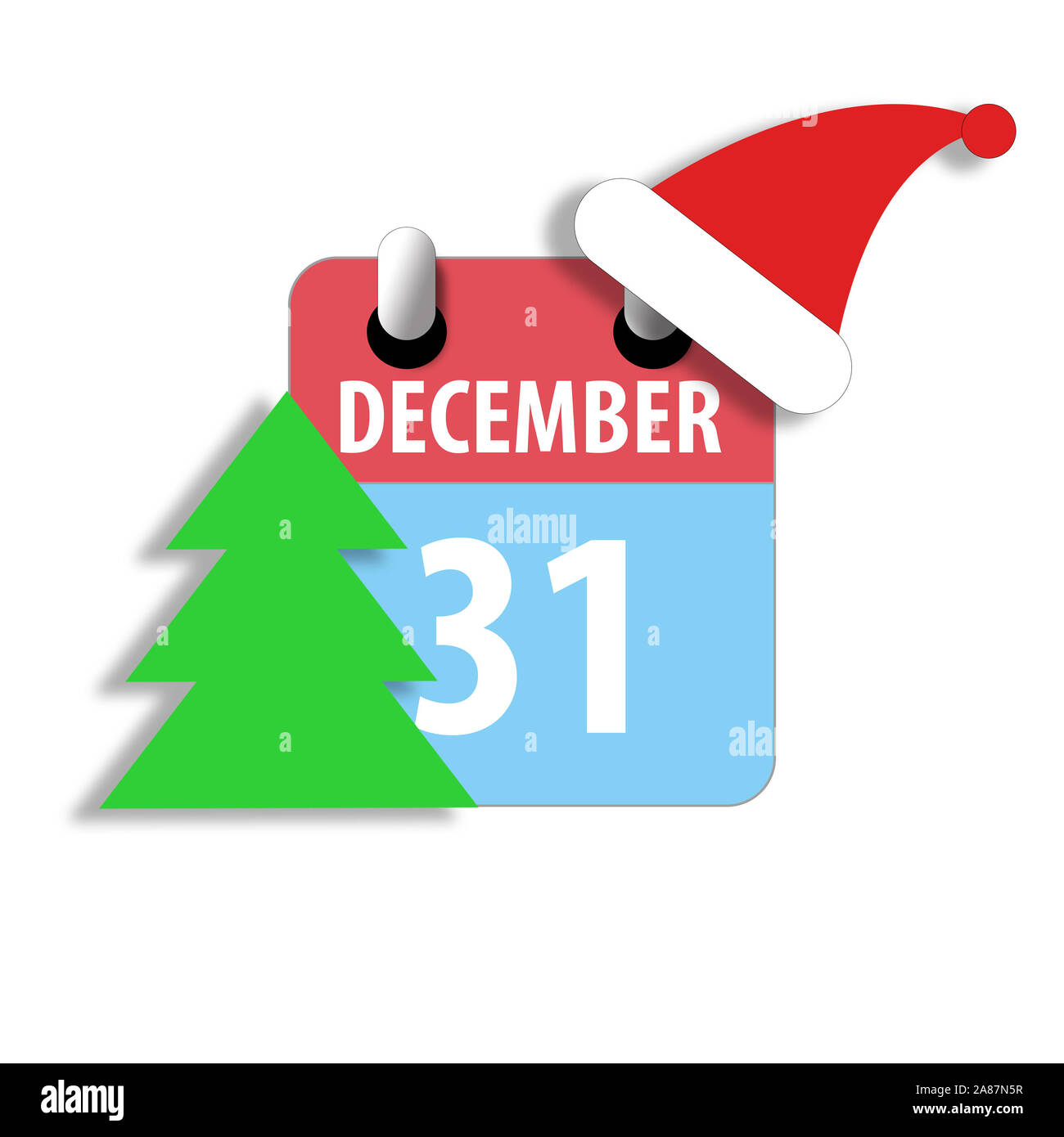 Neues Jahr Konzept. Zum 31. Dezember. 31. Tag des Monats, Einfacher Kalender Symbol auf weißem Hintergrund. Planung. Zeit-management. Der Kalender Symbole für web de Stockfoto