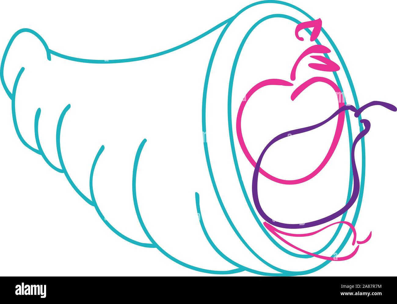 Traditionelle Thanksgiving symbol Füllhorn in Line Art Stil. Stock Vektor