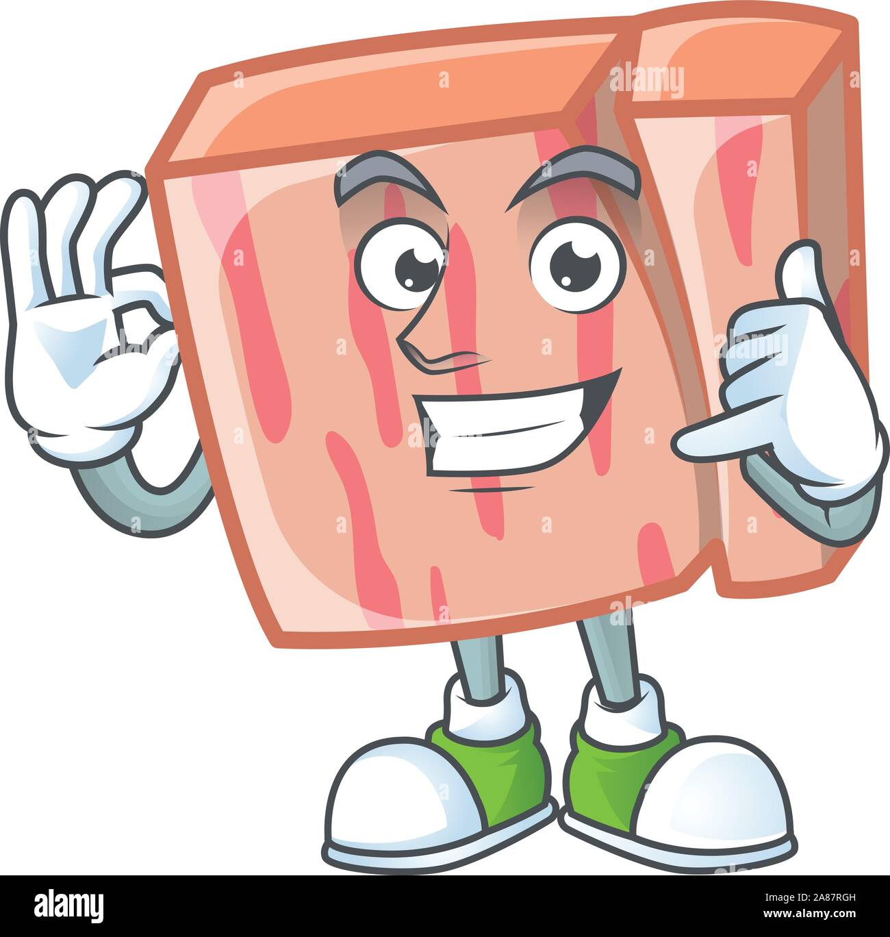 Cartoon Fleisch in den Charakter Maskottchen rufen Sie mich an Stock Vektor