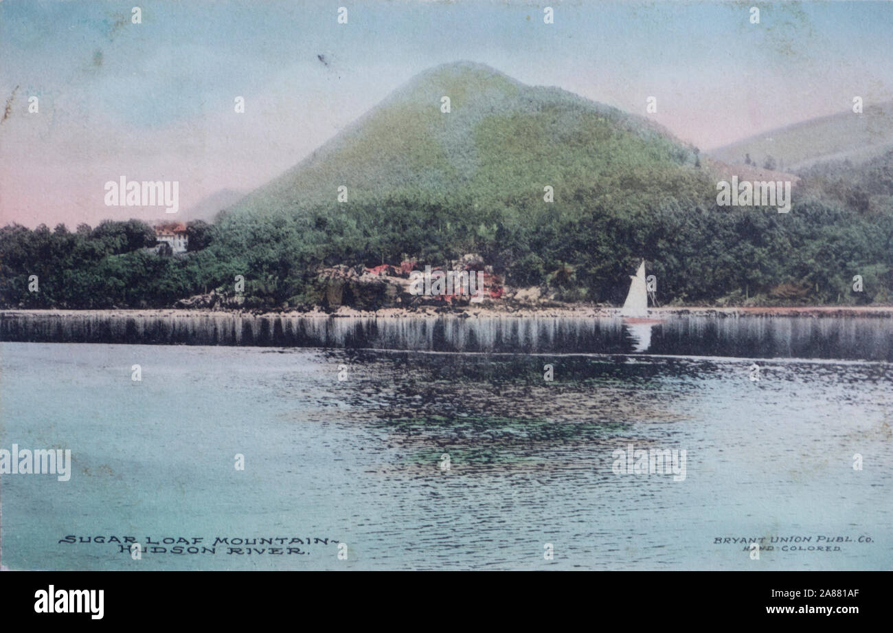 Zuckerhut vom Hudson River in New York, USA, in einem vintage Post Card von ca dargestellt. 1910 Stockfoto