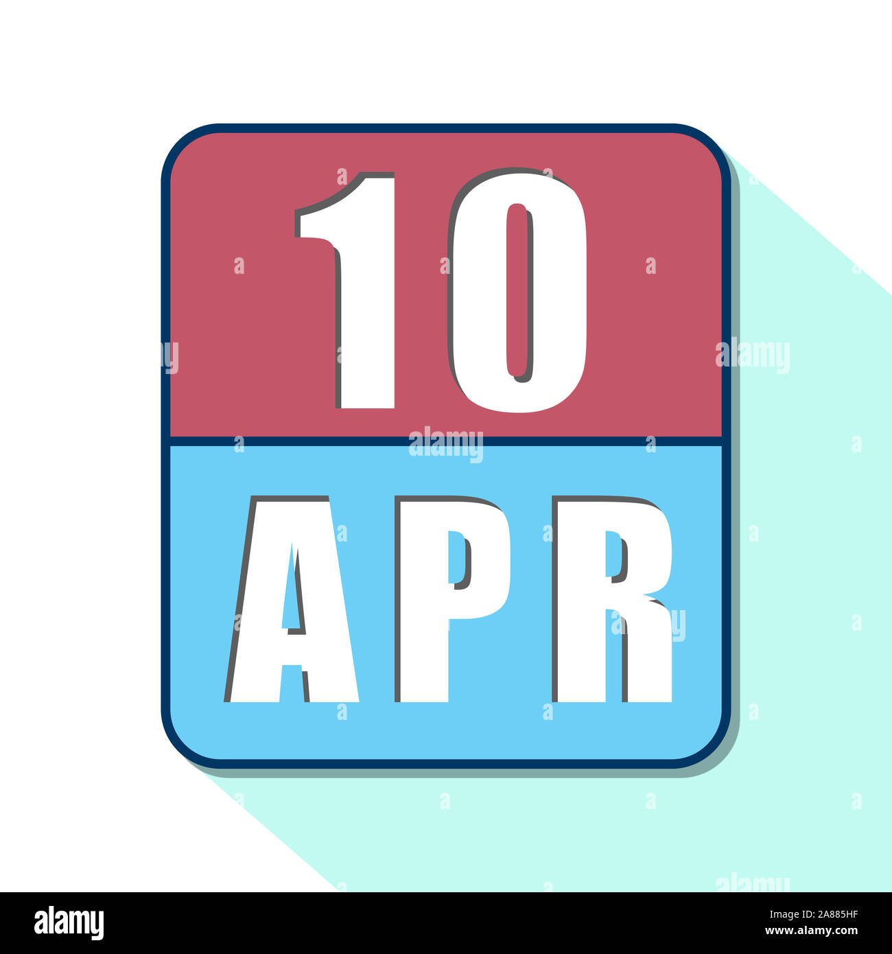 April 10 th. 10. Tag des Monats, Einfacher Kalender Symbol auf weißem Hintergrund. Planung. Zeit-management. Der Kalender Symbole für Web Design. Feder, Monat, Stockfoto