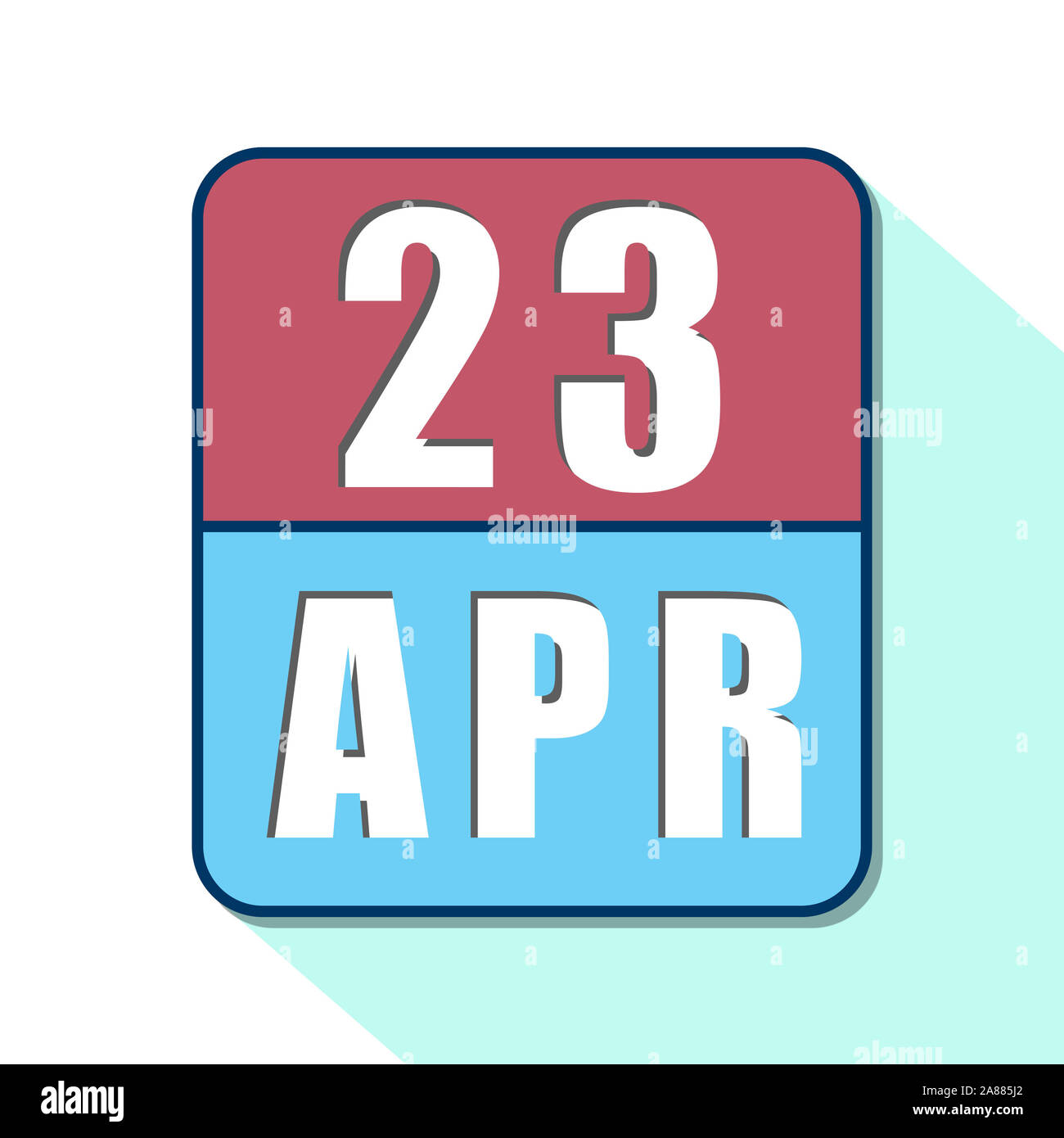 April 23. Tag 23 Monat, Einfacher Kalender Symbol auf weißem Hintergrund. Planung. Zeit-management. Der Kalender Symbole für Web Design. Feder, Monat, Stockfoto