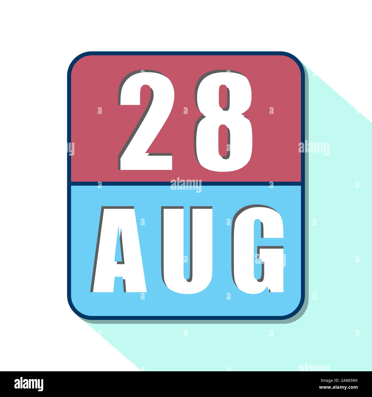 28. August. 28. Tag des Monats, Einfacher Kalender Symbol auf weißem Hintergrund. Planung. Zeit-management. Der Kalender Symbole für Web Design. Sommer Monat, Stockfoto