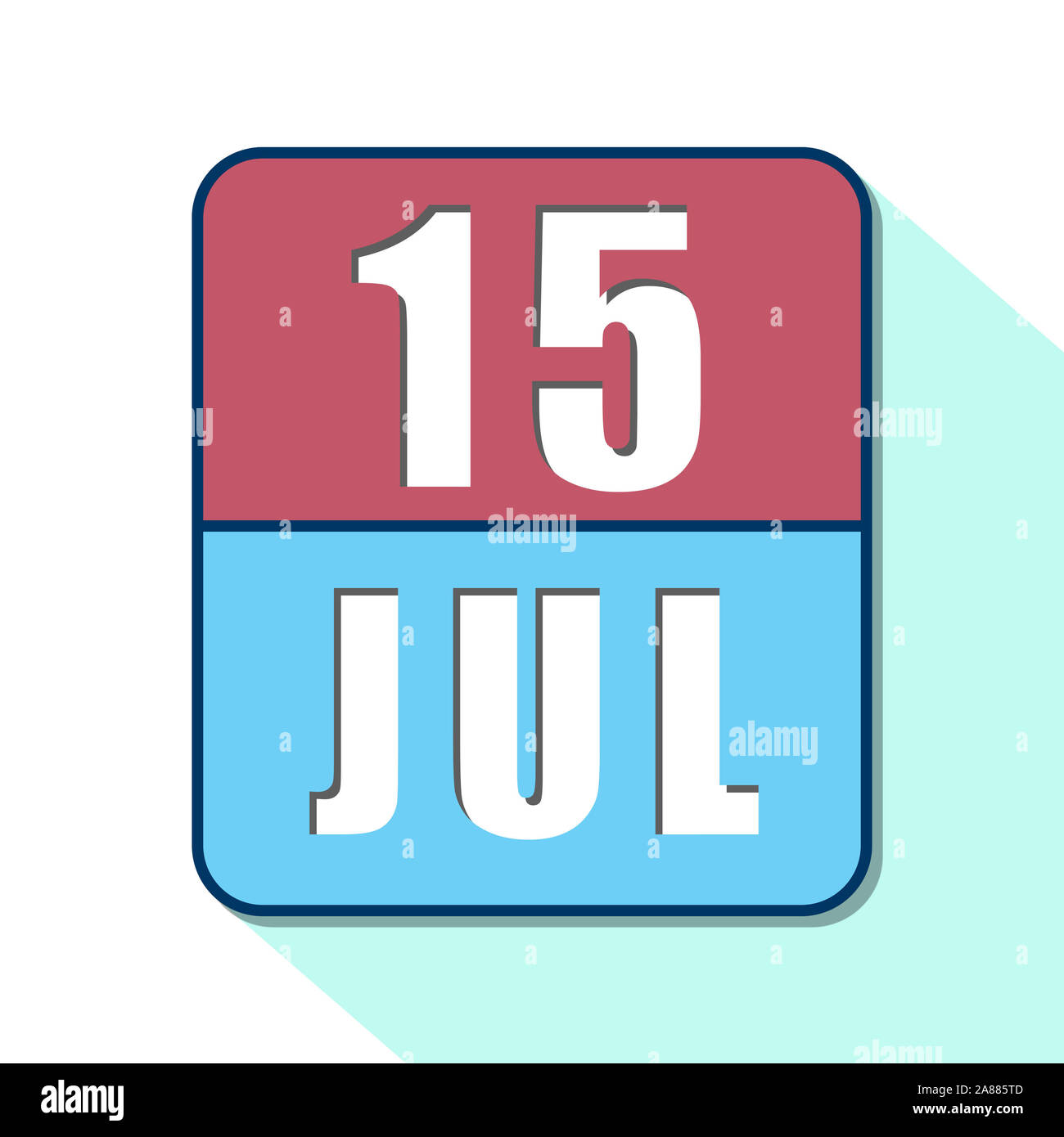 15. Juli. Tag 15 der Monat, Einfacher Kalender Symbol auf weißem Hintergrund. Planung. Zeit-management. Der Kalender Symbole für Web Design. Sommer Monat, d Stockfoto