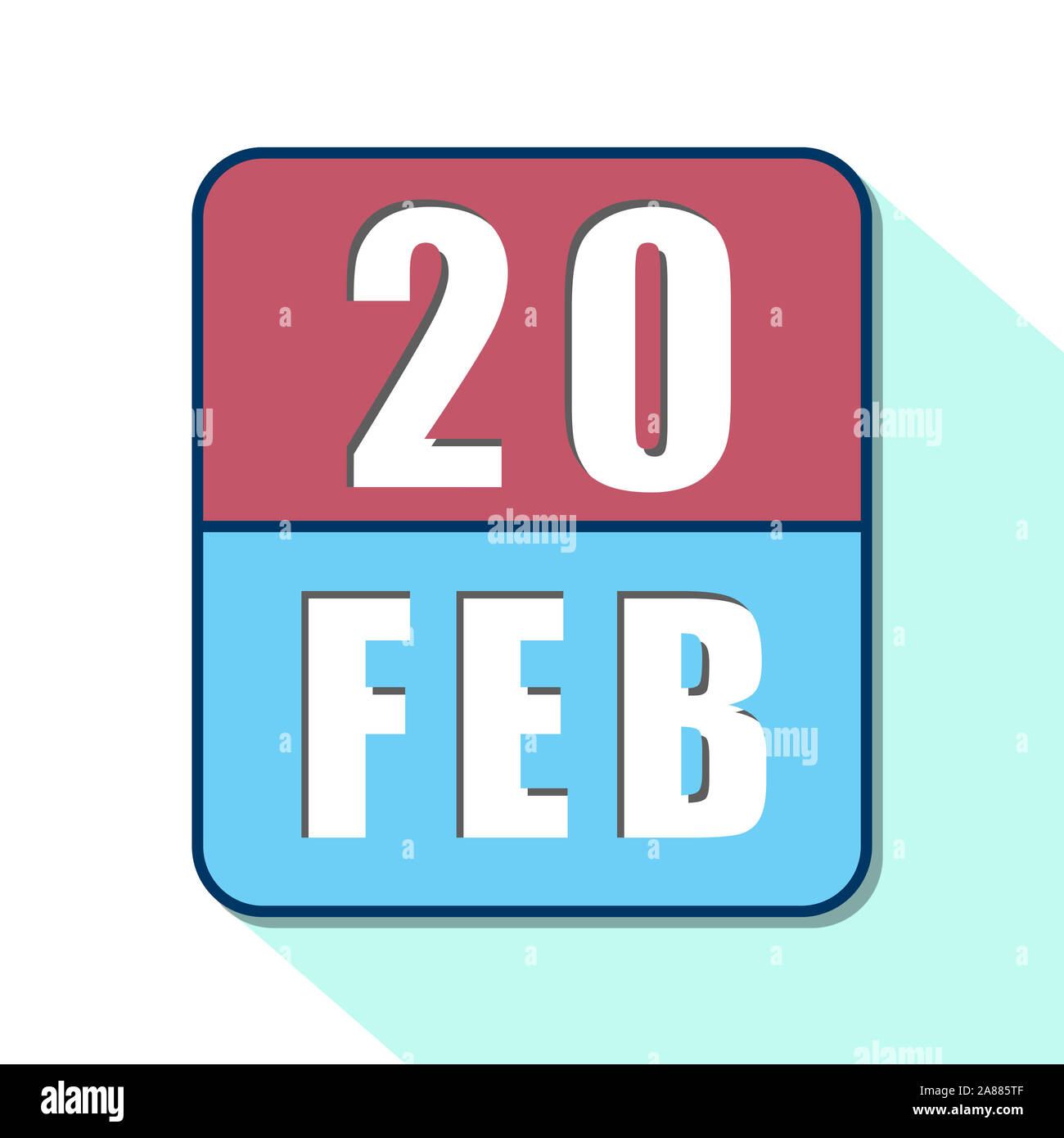 Februar 20th. 20. Tag des Monats, Einfacher Kalender Symbol auf weißem Hintergrund. Planung. Zeit-management. Der Kalender Symbole für Web Design. winter Mont Stockfoto
