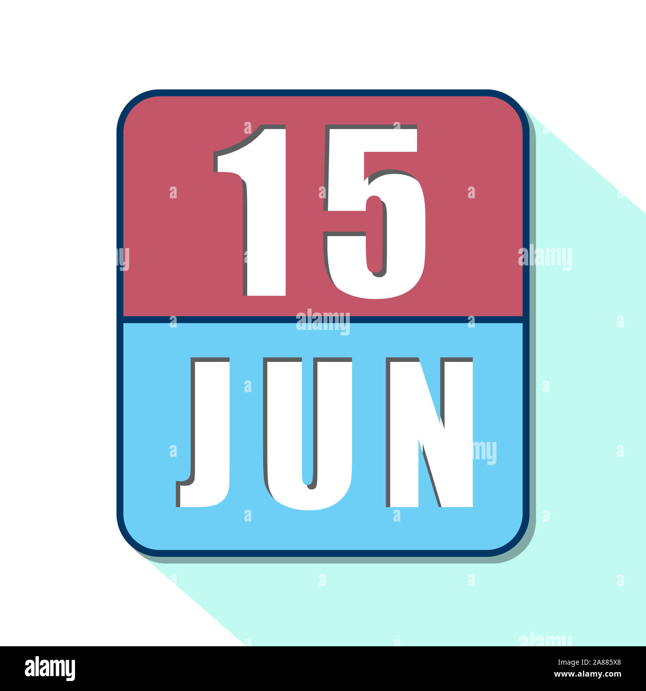 Am 15. Juni. Tag 15 der Monat, Einfacher Kalender Symbol auf weißem Hintergrund. Planung. Zeit-management. Der Kalender Symbole für Web Design. Sommer Monat, d Stockfoto