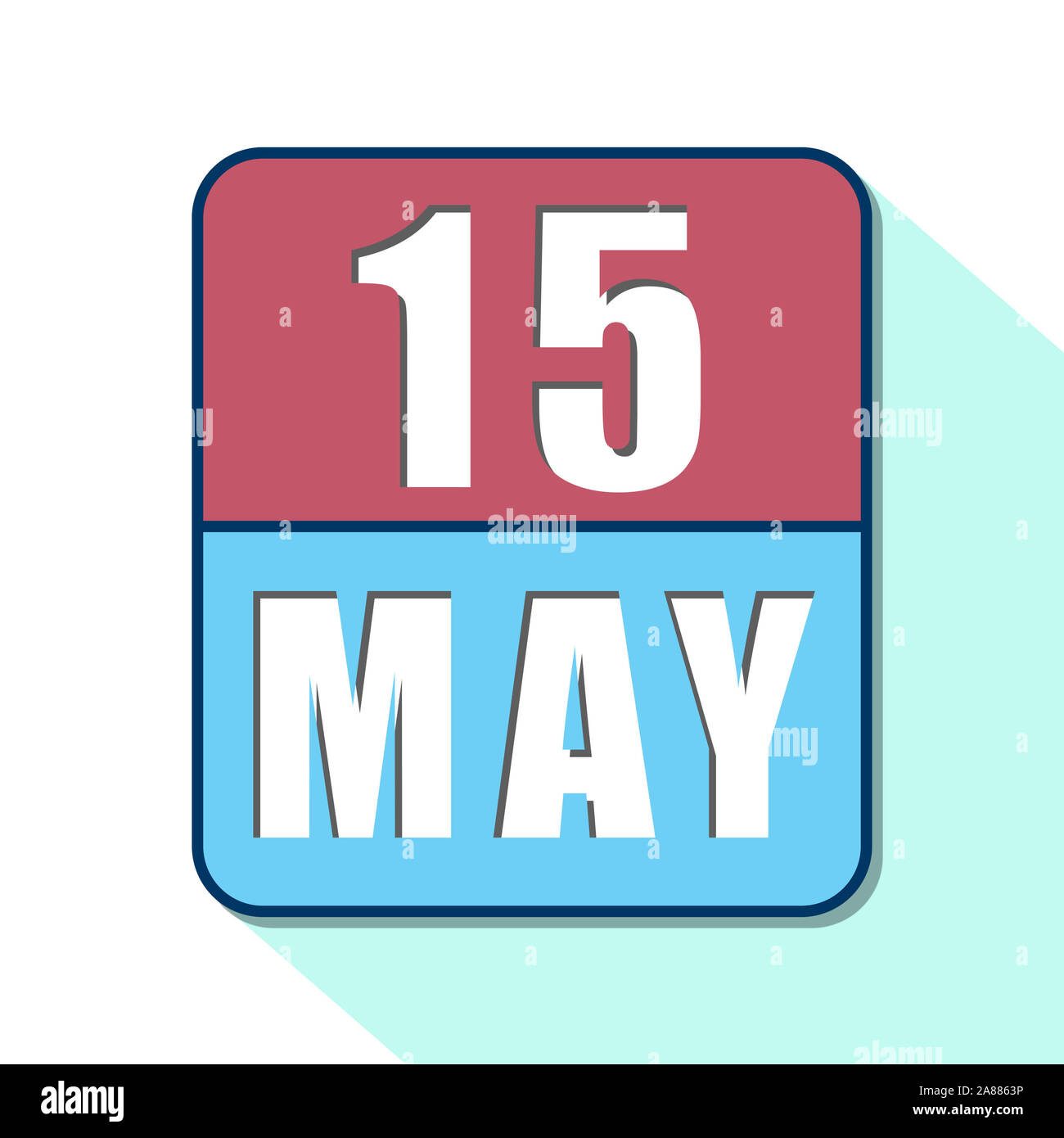 15. Mai. Tag 15 der Monat, Einfacher Kalender Symbol auf weißem Hintergrund. Planung. Zeit-management. Der Kalender Symbole für Web Design. Feder, Monat, da Stockfoto