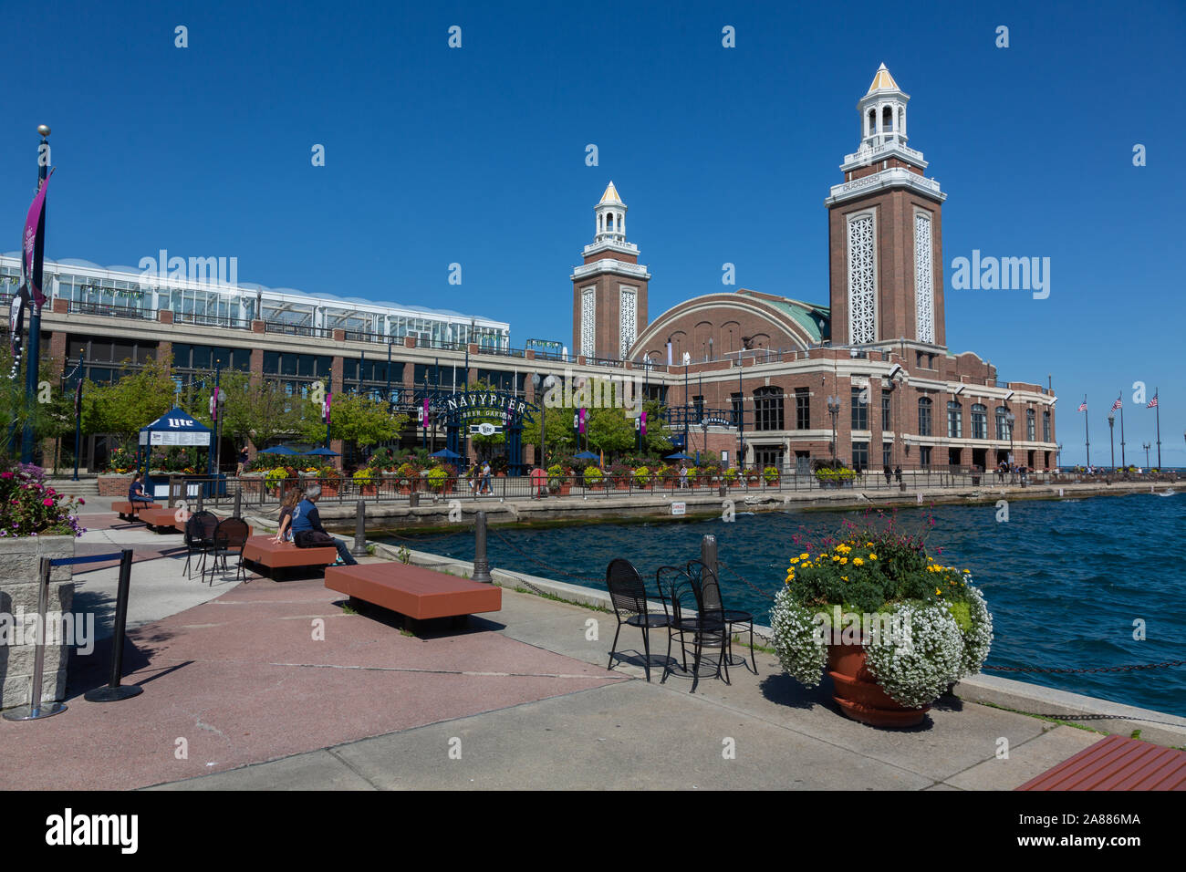 Biergarten Navy Pier, Chicago, Illinois, USA Stockfoto