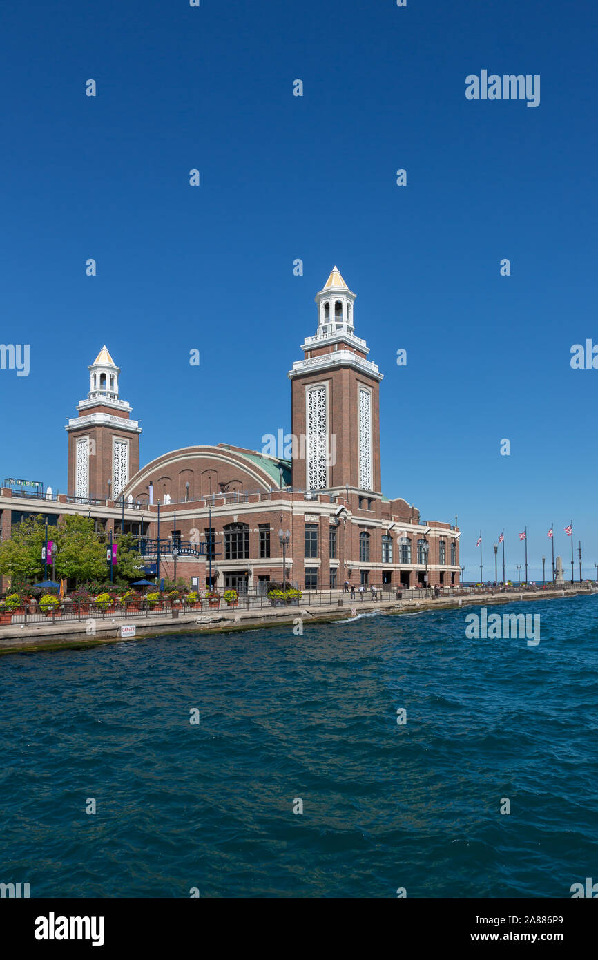 Biergarten Navy Pier, Chicago, Illinois, USA Stockfoto