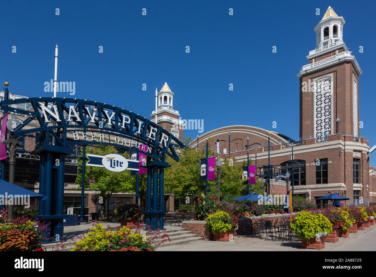 Biergarten Navy Pier, Chicago, Illinois, USA Stockfoto