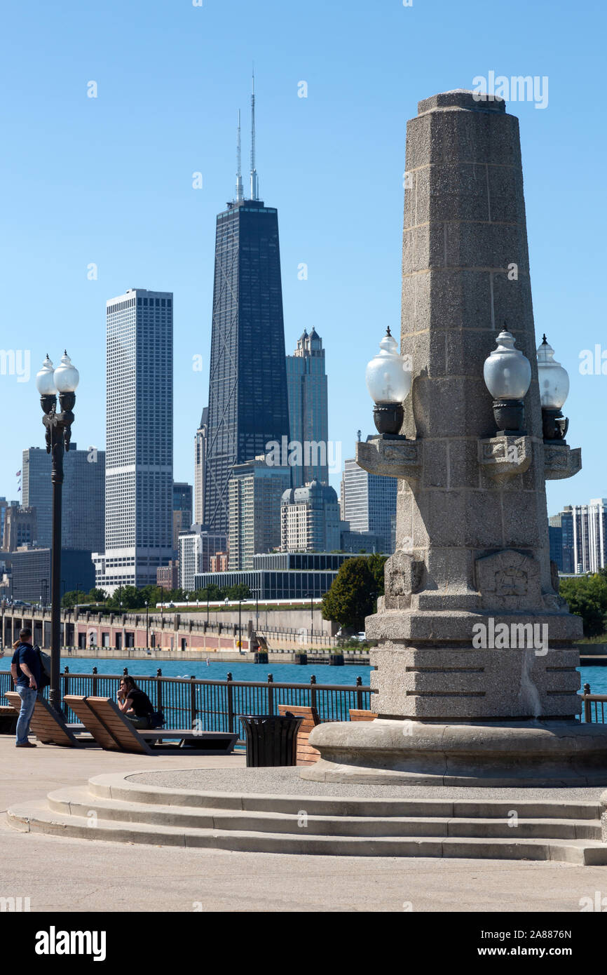John Hancock Center vom Navy Pier, Chicago, Illinois, USA Stockfoto