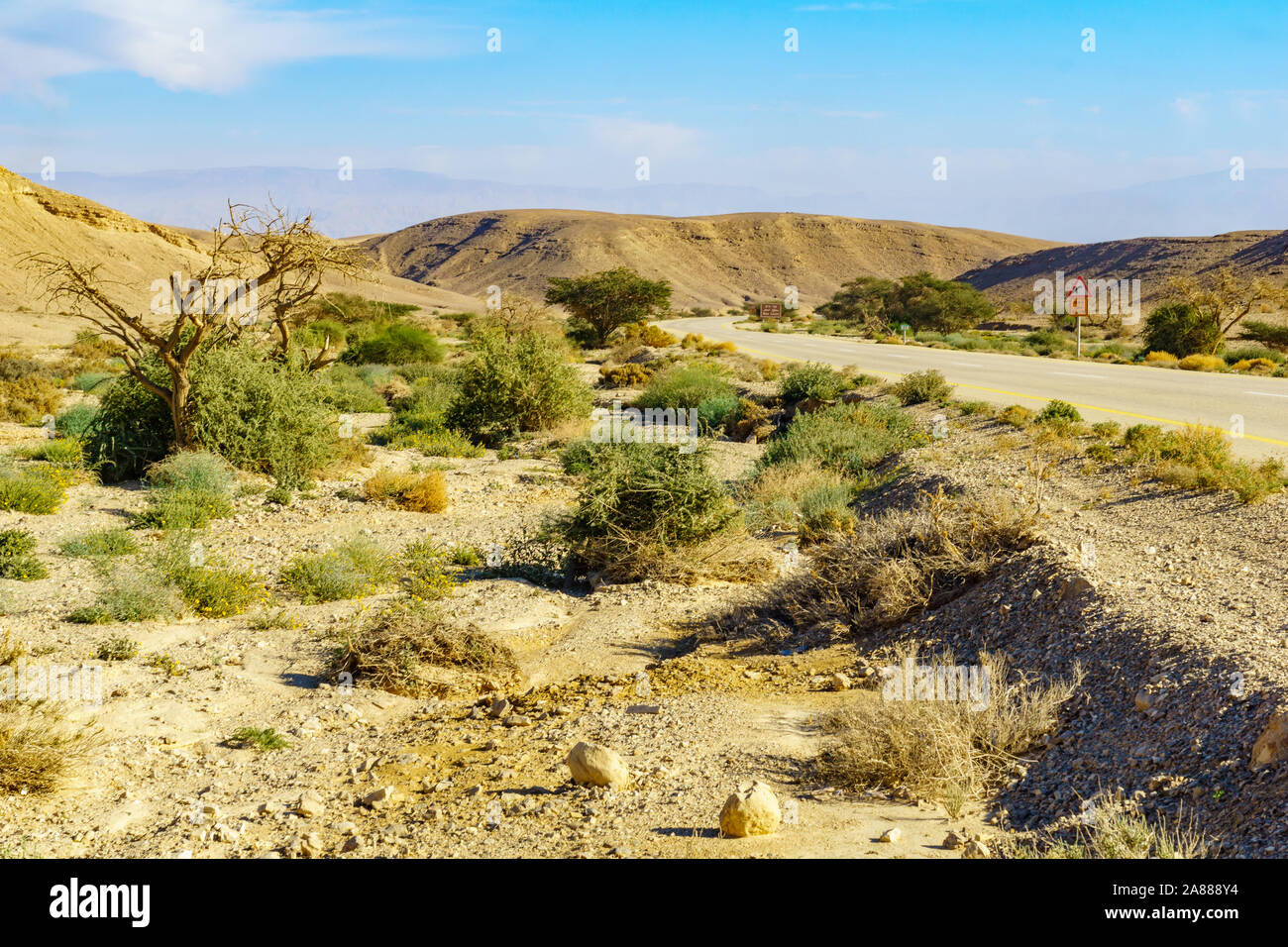 Wüste Landschaft im nördlichen Teil des Arava, südlichen Israel Stockfoto
