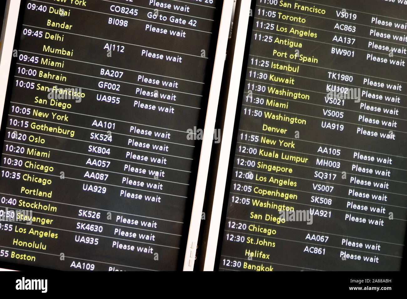 Full Frame Detail einer Abreise board bei einem großen internationalen Flughafen. Stockfoto
