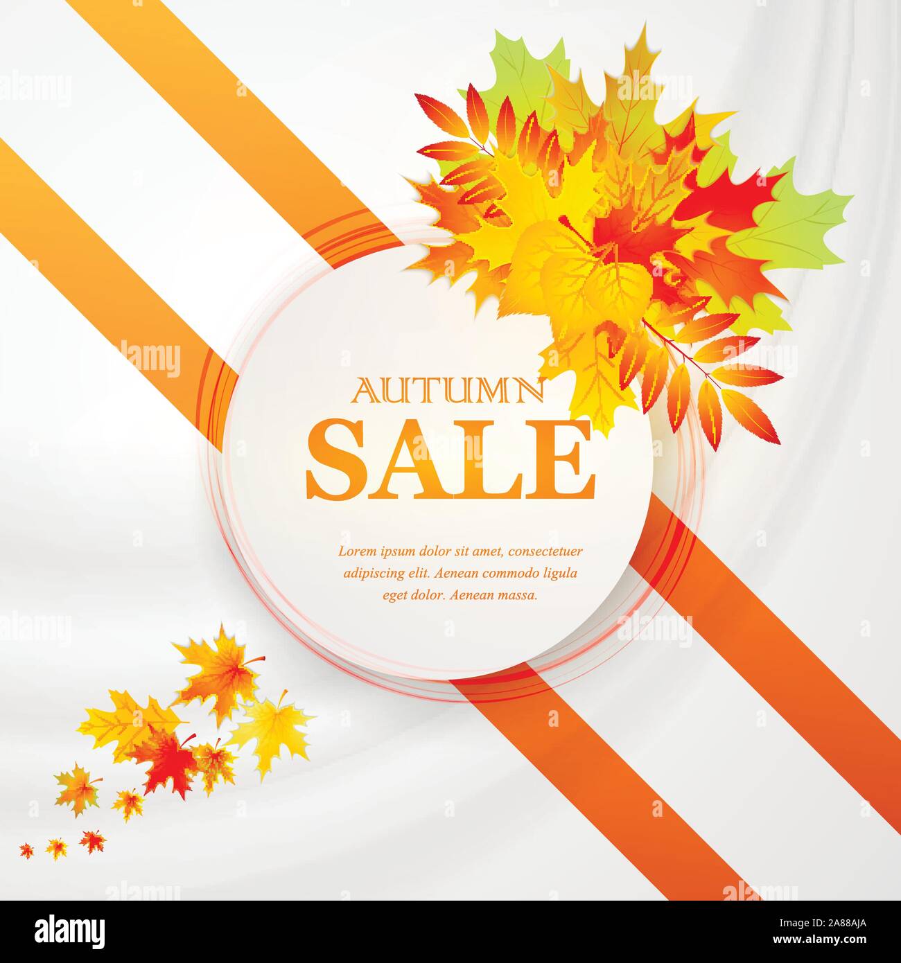 Werbung rabatt Banner mit Laub. Herbst Sale Hand gezeichnet. Vector Illustration Stock Vektor