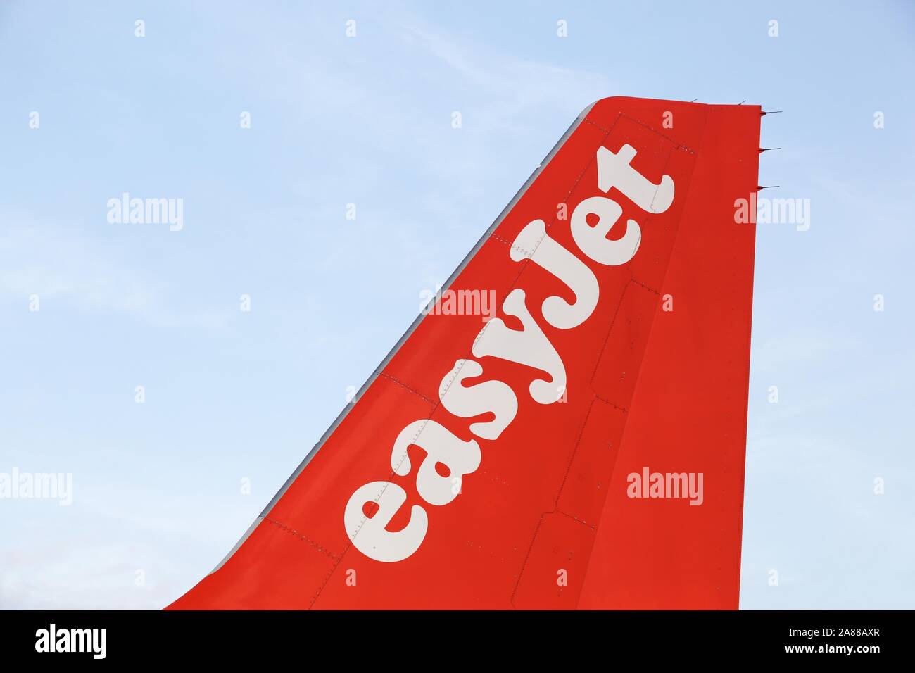 Kopenhagen, Dänemark - 18. Mai 2017: Easyjet Flugzeug am Flughafen Kopenhagen. Easyjet ist eine britische Fluggesellschaft, die unter der Low-Cost-Carrier Modell Stockfoto