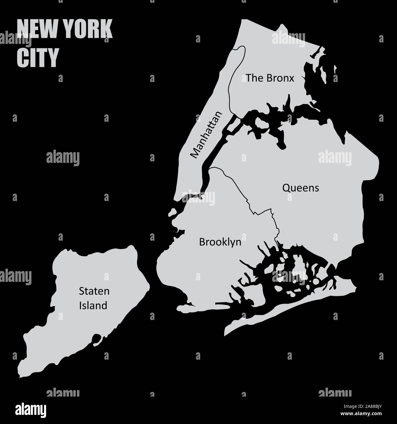 Stadtteil Von New York 5 Buchstaben New yorker stadtteil manhatten karte Stock-Vektorgrafiken kaufen - Alamy