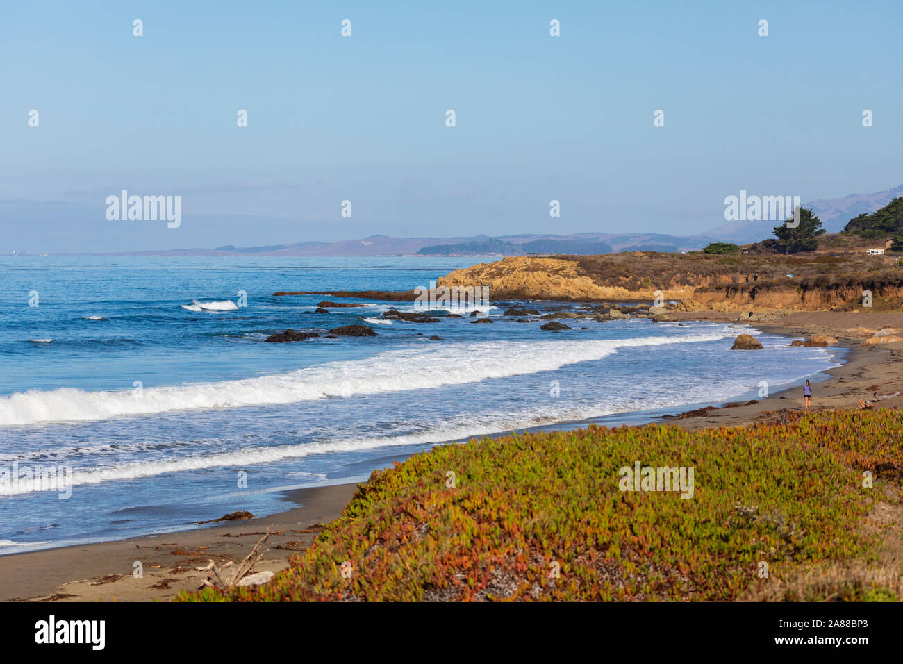 Cambria Strand, Cambria, Pacific Coast Highway, SR 1, Kalifornien, Vereinigte Staaten von Amerika Stockfoto