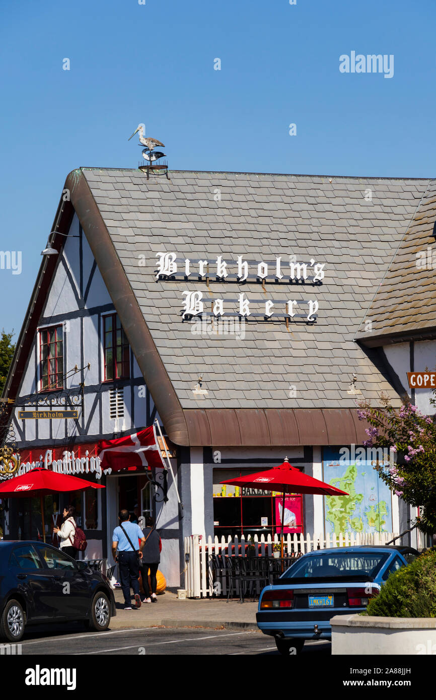 Birkholm's Bakery, die dänische Regelung von Solvang, Santa Barbara County, Kalifornien, Vereinigte Staaten von Amerika. Stockfoto