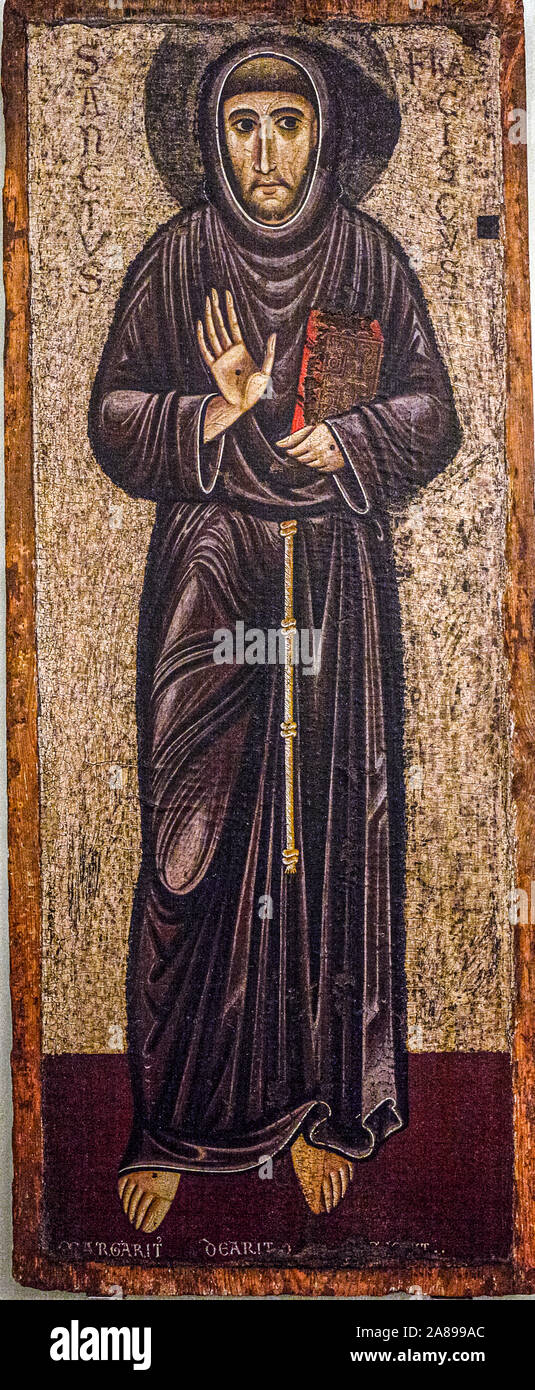 Italien Toskana Arezzo: Nationales Museum für mittelalterliche und moderne Kunst: der Hl. Franziskus von Assisi der Margherito di Arezzo 1262 Stockfoto