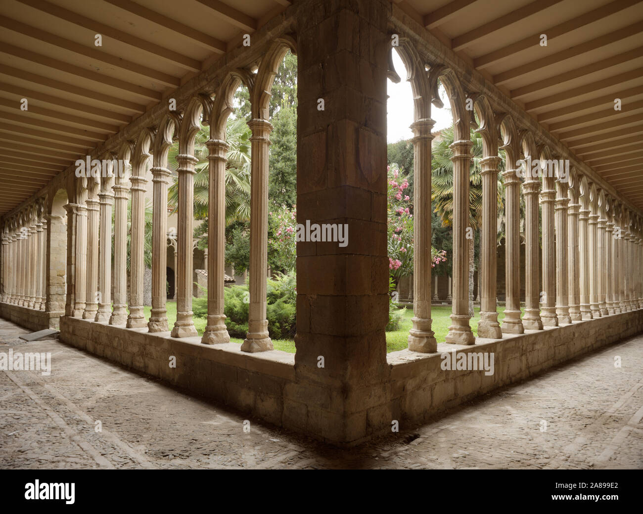 Balaguer (Lleida) Convento de Sant Domènec, Claustre, Kreuzgang Kloster, Kreuzgang aus dem 14. Jahrhundert, Stockfoto