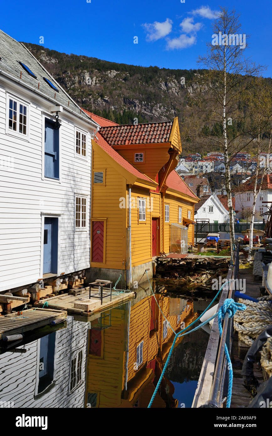 Traditionelle wharehouses von Sandviken, Bergen. Norwegen Stockfoto